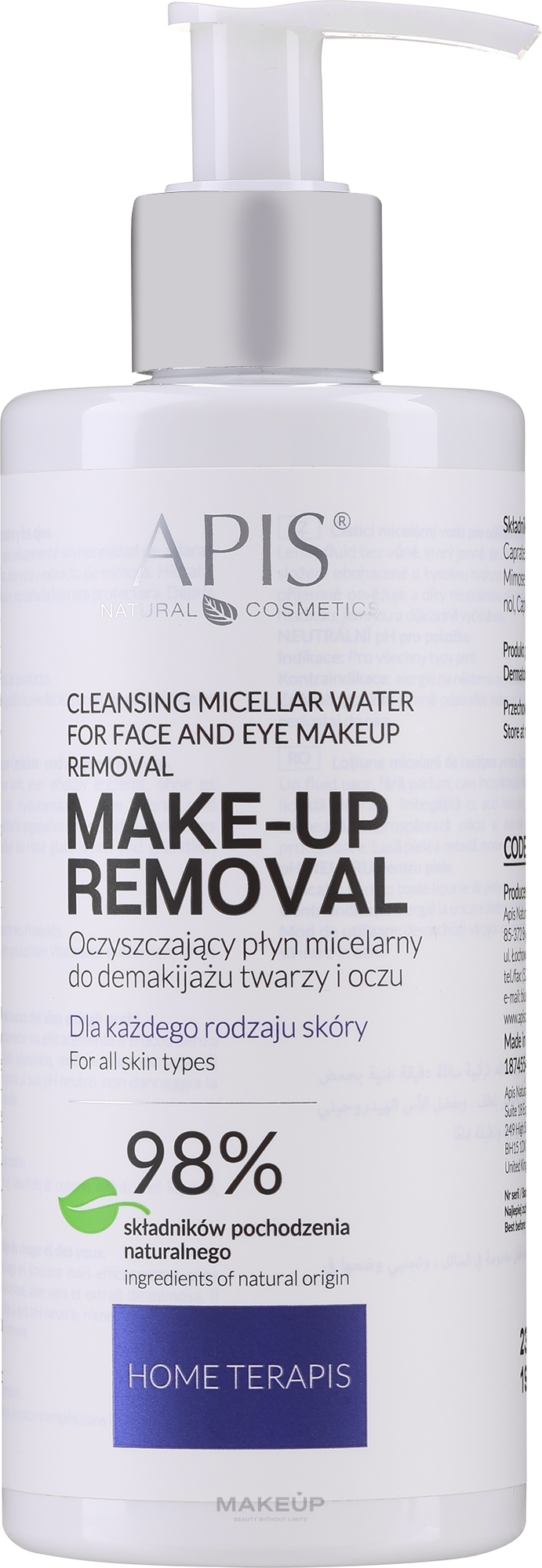 Oczyszczający płyn micelarny do demakijażu twarzy i oczu - APIS Professional Home TerApis — Zdjęcie 300 ml