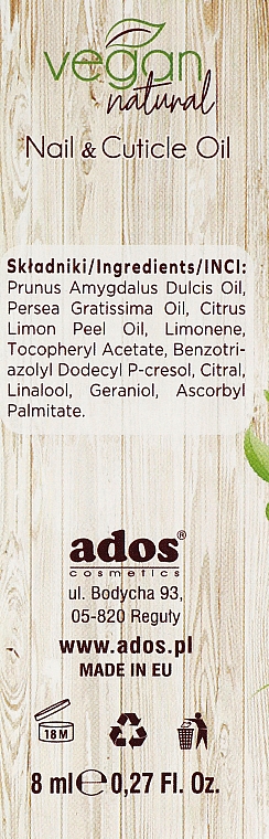 Olejek do paznokci i skórek - Vegan Natural Nail & Cuticle Oil For Vegan — Zdjęcie N3