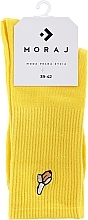 Długie bawełniane skarpetki z haftem, 1 para, żółte z bananem - Moraj — Zdjęcie N1
