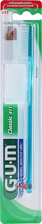 Szczoteczka do zębów Classic 411, miękka, turkusowa - G.U.M Soft Regular Toothbrush — Zdjęcie N1