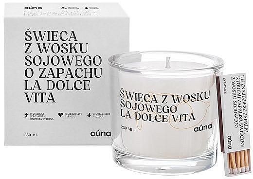 Naturalna świeca z wosku sojowego - Auna Soya Candle La Dolce Vita — Zdjęcie N1