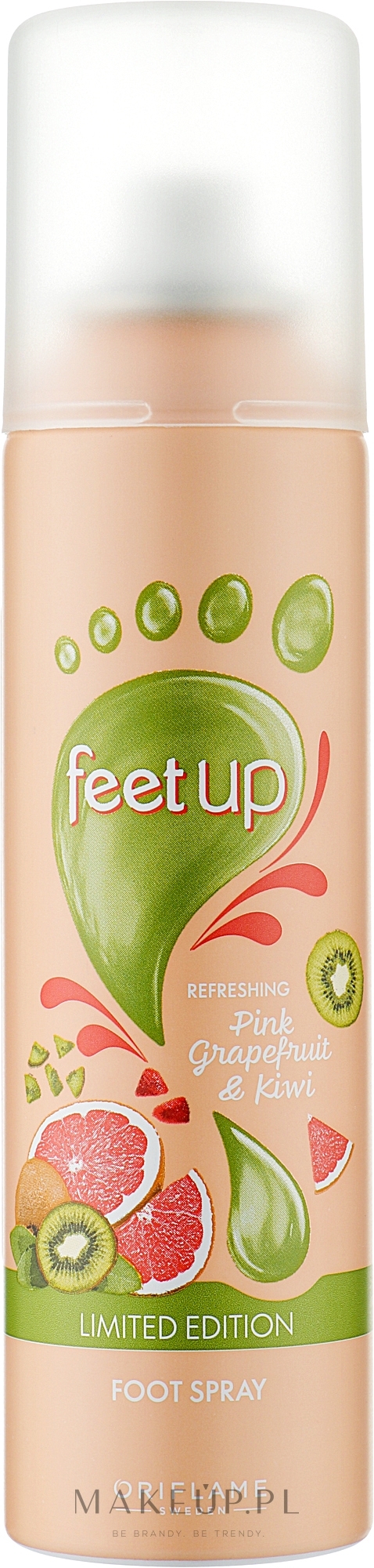 Różowy spray do stóp z grejpfrutem i kiwi - Oriflame Feet Up Refreshing Pink Grapefruit & Kiwi Foot Spray — Zdjęcie 150 ml