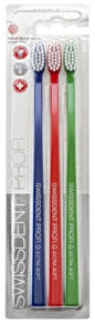Zestaw ekstramiękkich szczoteczek do zębów, niebieska + czerwona + zielona - Swissdent Profi Gentle Extra Soft Trio-Pack — Zdjęcie N1