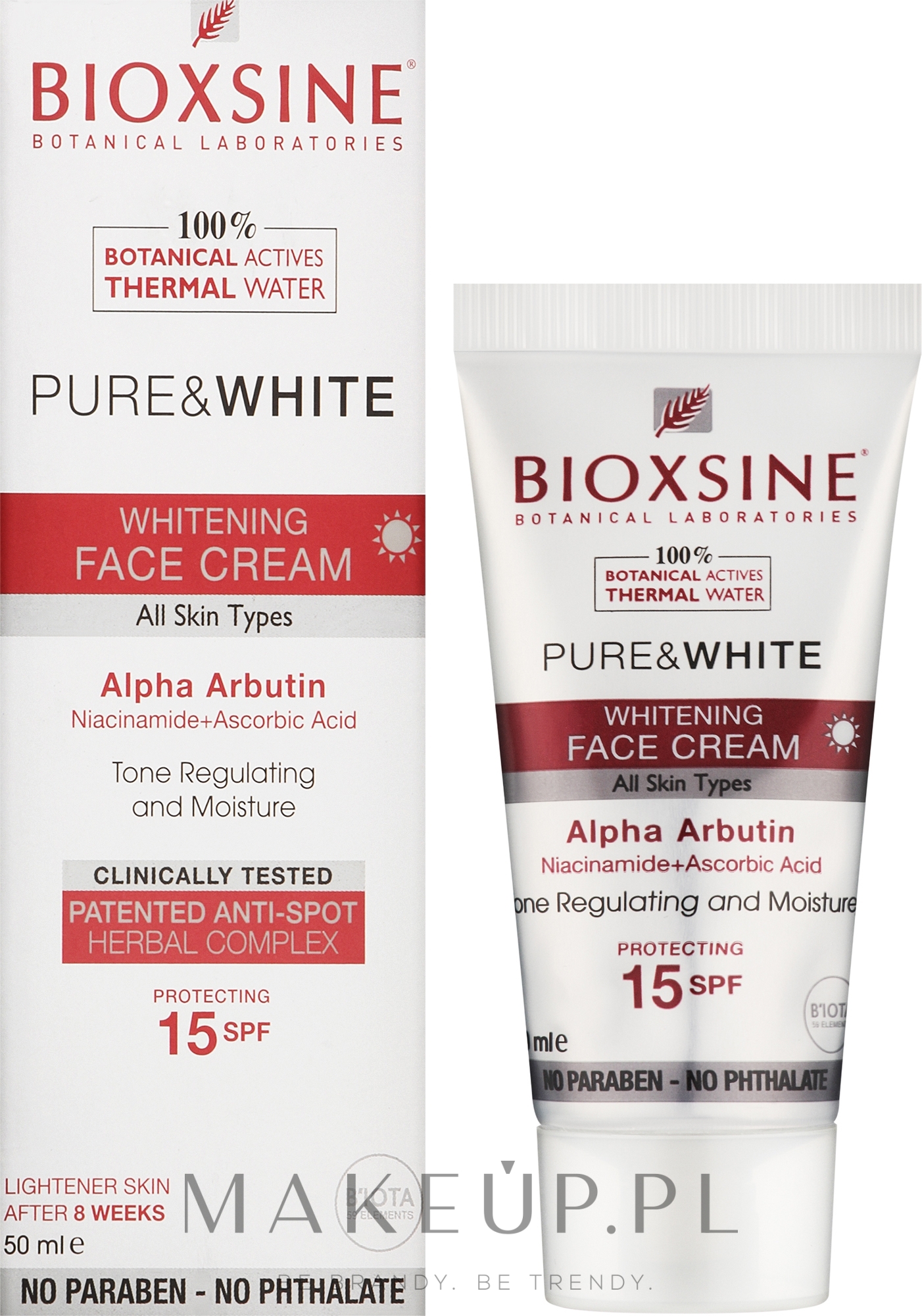 Wybielający krem do twarzy - Bioxine Pure & White Whitening Face Cream SPF15 — Zdjęcie 50 ml