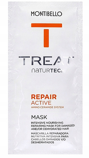 Regenerująca maska do włosów zniszczonych, saszetka - Montibello Treat NaturTech Repair Active Mask — Zdjęcie N1