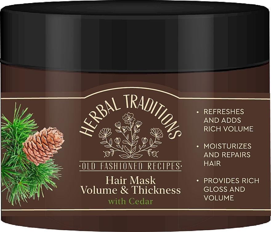 Cedrowa maska zwiększająca objętość i pogrubiająca włosy - Herbal Traditions Volume & Thickness Hair Mask — Zdjęcie N1