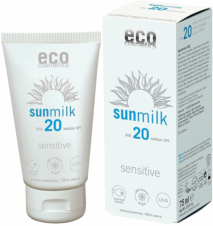 Mleczko do opalania ciała SPF 20 - Eco Cosmetics Sensitive Sunmilk SPF 20 — Zdjęcie N1