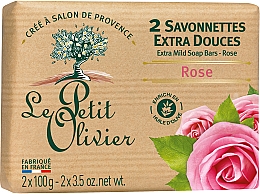 Mydło kosmetyczne Róża (2 szt.) - Le Petit Olivier 2 extra mild soap bars Rose — Zdjęcie N2