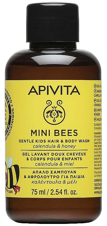 Żel do mycia ciała i włosów z nagietkiem i miodem - Apivita Mini Bees Gentle Kids Hair & Body Wash — Zdjęcie N1
