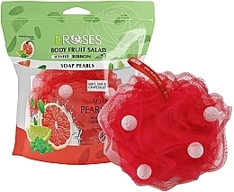 Gąbka do kąpieli z perełkami mydlanymi Mięta, limonka i grejpfrut - Nature of Agiva Roses Body Fruit Salad Soap Pearls — Zdjęcie N2