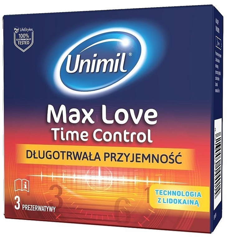 Prezerwatywy, 3 szt. - Unimil Max Love Time Control — Zdjęcie N1