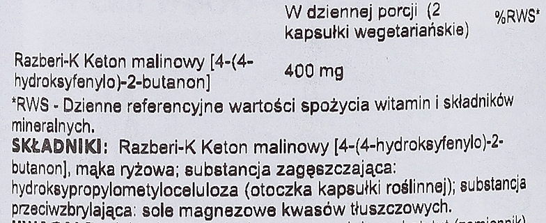 Suplement diety Keton malinowy, 200mg - Swanson Double-Strength Razberi-K Raspberry Ketones — Zdjęcie N3