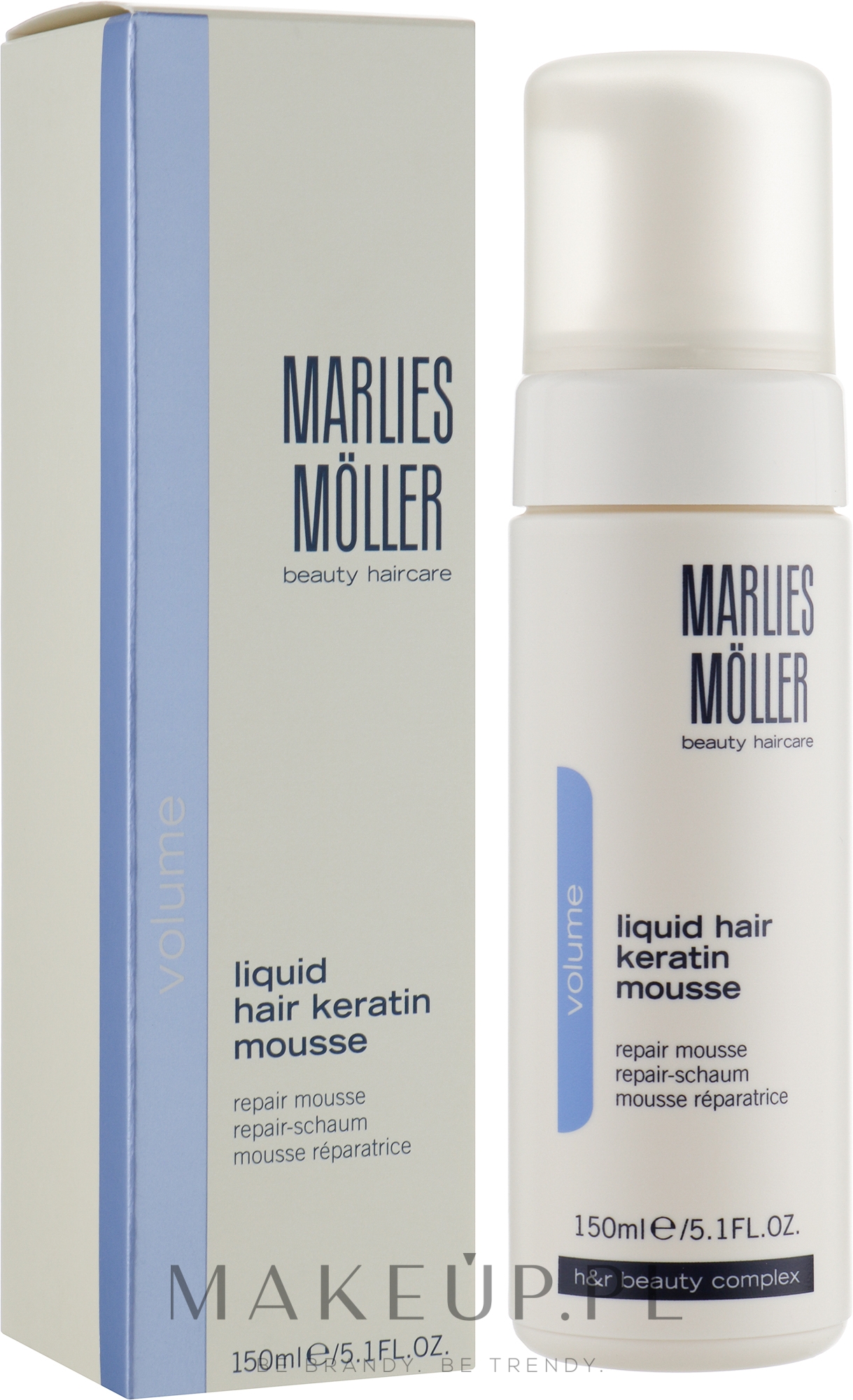 Pianka odbudowująca strukturę włosów Płynna keratyna - Marlies Moller Volume Liquid Hair Keratin Mousse — Zdjęcie 150 ml