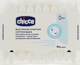 Patyczki kosmetyczne z ogranicznikiem, 90 szt - Chicco — Zdjęcie N1