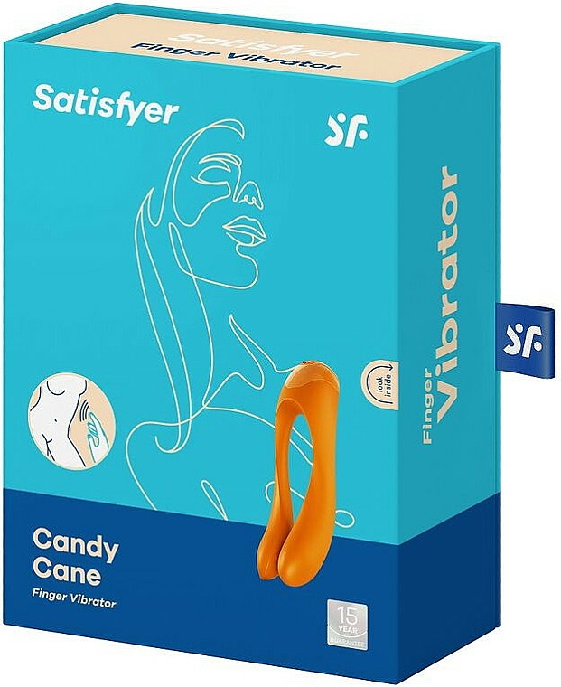 Wibrator na palec, pomarańczowy - Satisfyer Candy Cane Finger Vibrator Orange — Zdjęcie N3