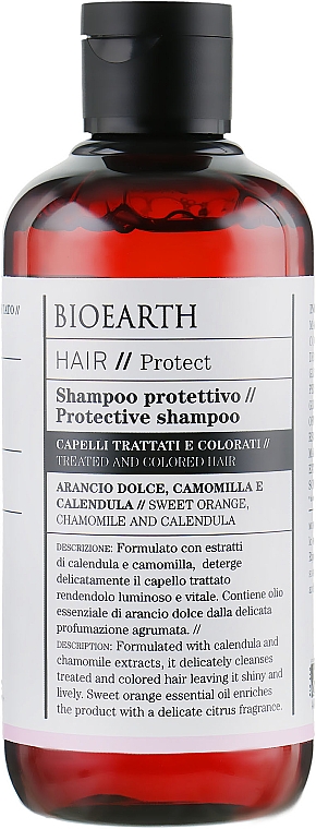Szampon do włosów farbowanych, Ochrona koloru - Bioearth Hair Protective Shampoo