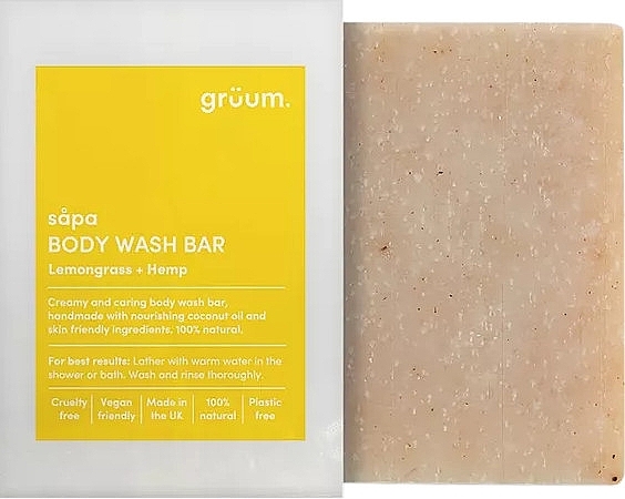 Mydło do ciała z trawą cytrynową i olejem konopnym - Gruum Sapa Body Bar Lemongrass & Hemp  — Zdjęcie N1