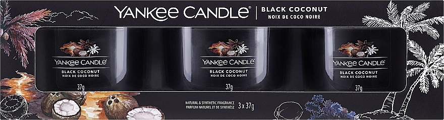 Zestaw świec zapachowych Czarny kokos - Yankee Candle Black Coconut (candle/3x37g) — Zdjęcie N1