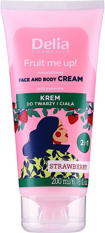 Krem do twarzy i ciała Truskawka - Delia Fruit Me Up! Face & Body Cream 2in1 Strawberry Scented — Zdjęcie N1
