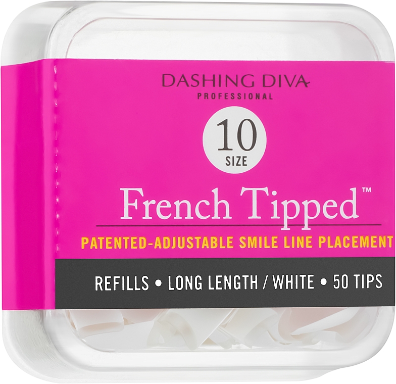 Tipsy długie francuskie - Dashing Diva French Tipped Long White 50 Tips (Size 10) — Zdjęcie N1