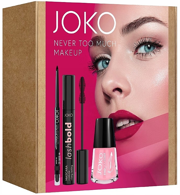 Zestaw - Joko Never Too Much Makeup (mascara/10ml + eye/liner/5g + n/polish/10ml) — Zdjęcie N1