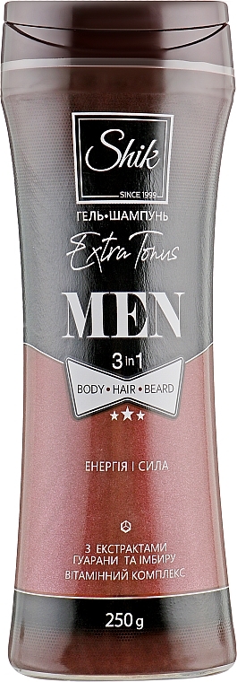 Żelowy szampon z ekstraktami z guarany i imbiru - Shik Men Extra Tonus
