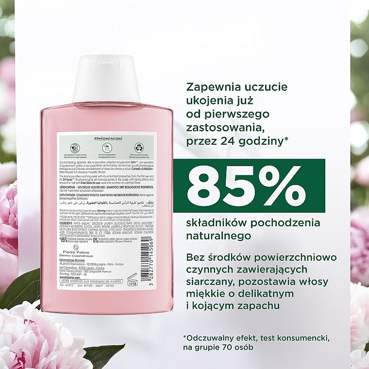 Kojący szampon do włosów z wyciągiem z piwonii - Klorane Soothing Shampoo With Peony Extract — Zdjęcie N4