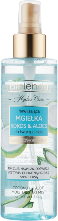 Nawilżająca mgiełka Kokos i aloes do twarzy i ciała - Bielenda Hydra Care