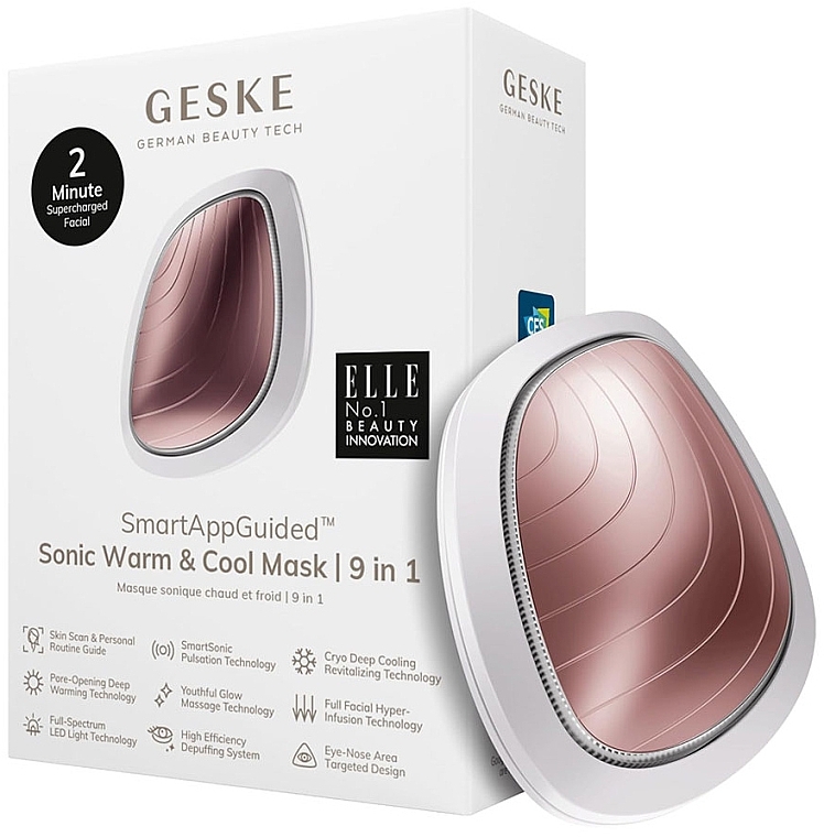 Szczoteczka soniczna do twarzy - Geske Sonic Warm & Cool Mask 9 In 1 White Rose Gold — Zdjęcie N2