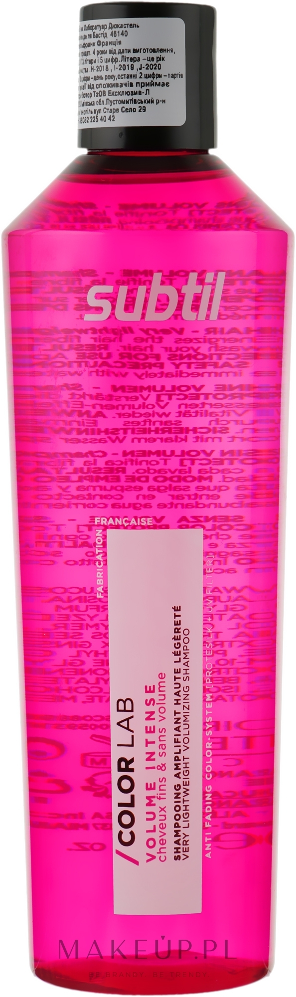 Ultralekki szampon zwiększający objętość włosów cienkich - Laboratoire Ducastel Subtil Color Lab Volume Intense Very Lightweight Volumizing Shampoo — Zdjęcie 300 ml