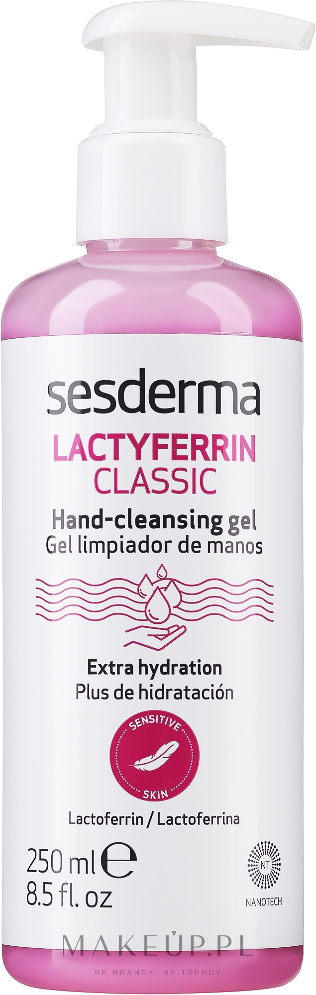Antybakteryjny żel do dezynfekcji rąk - SesDerma Laboratories Lactyferrin Sanitizer Hand Sanitizer Gel — Zdjęcie 250 ml