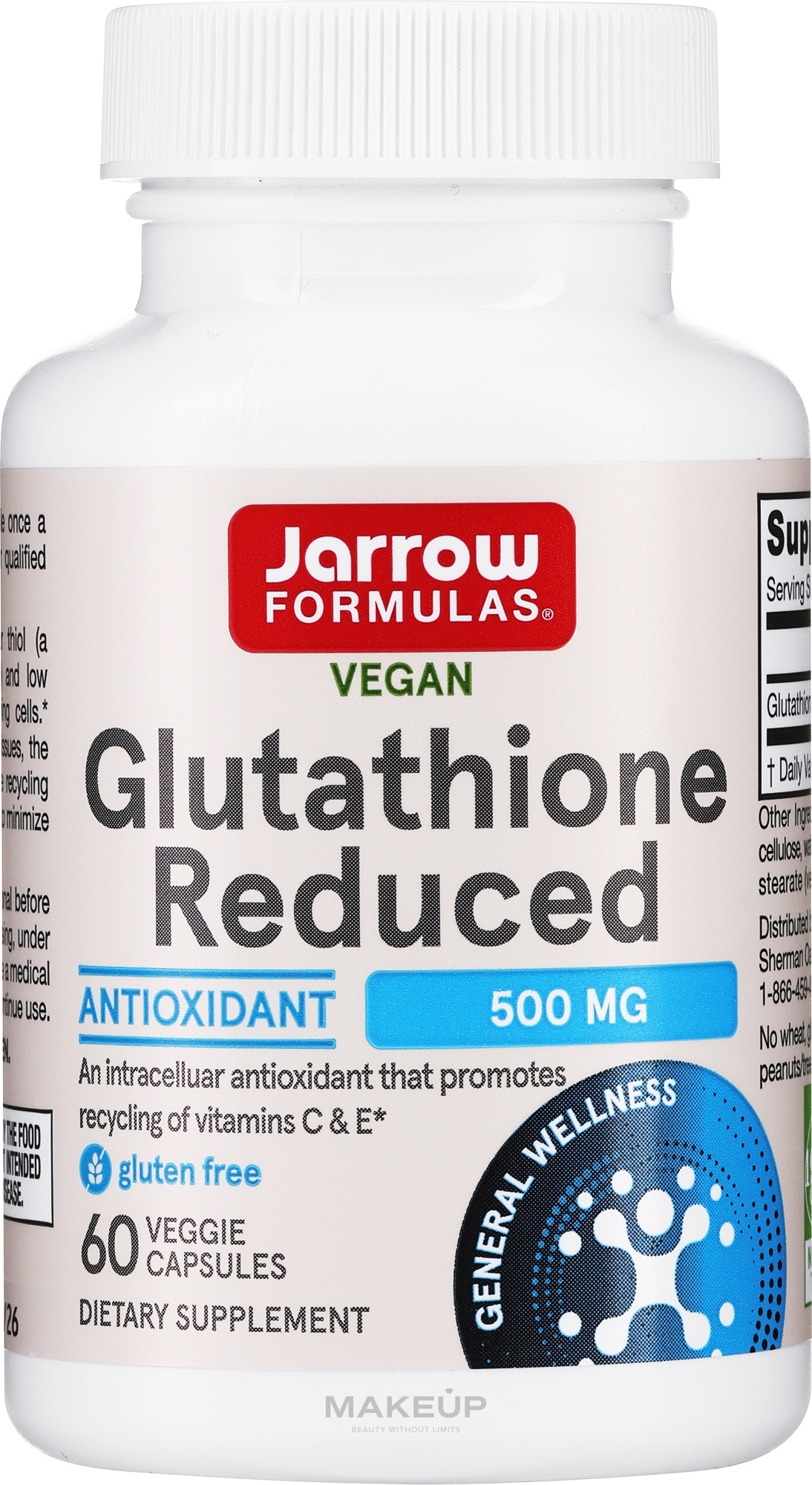 Suplement diety Glutation - Jarrow Formulas Glutathione Reduced 500mg — Zdjęcie 60 szt.