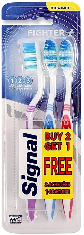 Zestaw - Signal Fighter Tooth Brush 3 Pack (tooth/brush/3pcs) — Zdjęcie N1