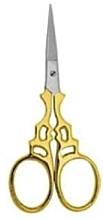 Nożyczki do manicure - Accuram Instruments Half Gold Fancy Enbroider Scissor Str 9cm — Zdjęcie N1