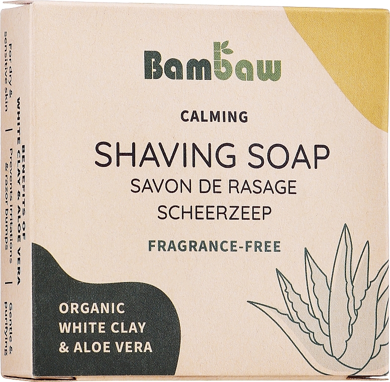 Bezzapachowe mydło do golenia - Bambaw Shaving Soap Organic White Clay & Aloe Vera — Zdjęcie N1