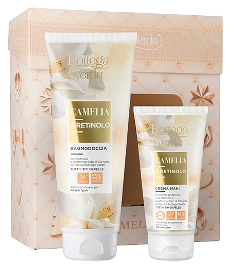 Zestaw - Bottega Verde Camellia And Retinol Gift Set (sh/gel/200ml + h/cr/75ml) — Zdjęcie N1