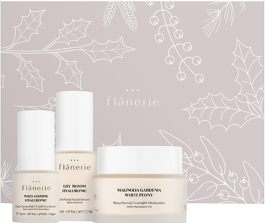 Zestaw - Flanerie Christmas Set 3-step Night Care Routine (f/ser/30ml + eye/ser/20ml + f/cr/45ml) — Zdjęcie N1