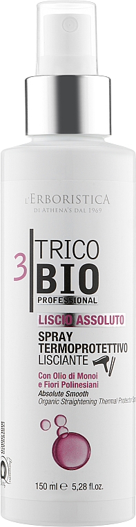 Organiczny termoochronny spray do włosów - Athena's L'Erboristica Trico Bio Spray Termoprotettivo Lisciante "Liscio Assoluto" — Zdjęcie N1