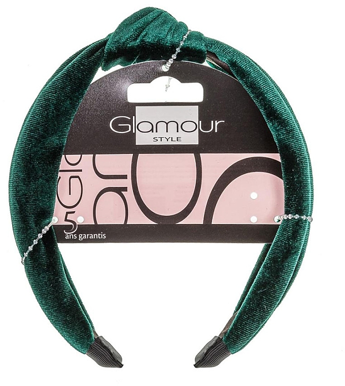 Welurowa opaska do włosów, 417424, zielona - Glamour — Zdjęcie N1