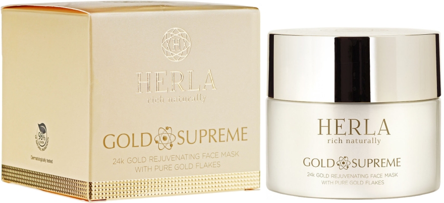 Odżywcza maska do twarzy z płatkami złota - Herla Gold Supreme 24K Gold Rejuvenating Face Mask With Pure Gold Flakes — Zdjęcie N1