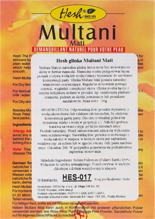 Oczyszczający preparat do twarzy - Hesh Multani Mati Natural Cleancer for Skin — Zdjęcie N2