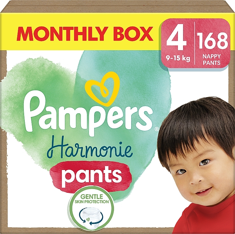 Pieluchomajtki Harmonie Pants, rozmiar 4, 9-15 kg, 168 sztuk - Pampers  — Zdjęcie N1