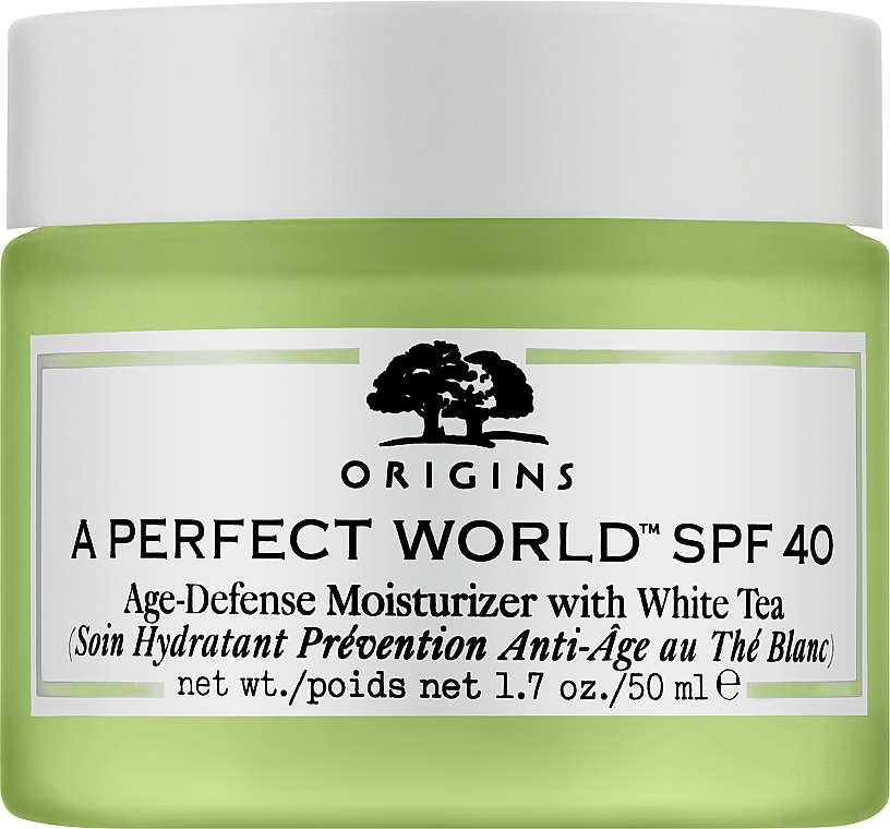 Przeciwzmarszczkowy krem do twarzy z filtrem SPF 40 - Origins A Perfect World Age-Defense Moisturizer With White Tea — Zdjęcie N1