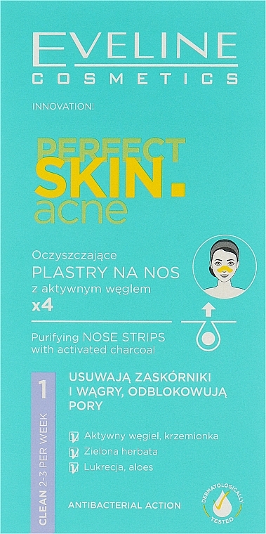 Plastry na nos na trądzik, z węglem aktywowanym - Eveline Cosmetics Perfect Skin.acne  — Zdjęcie N1