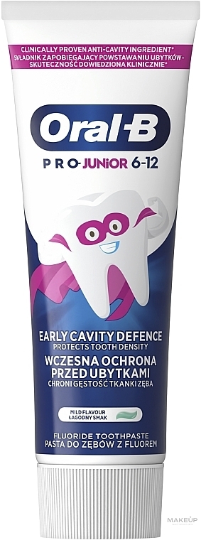 Pasta do zębów dla dzieci w wieku 6-12 lat - Oral-B Pro Junior 6-12 Early Cavity Defence Fluoride Toothpaste — Zdjęcie N2