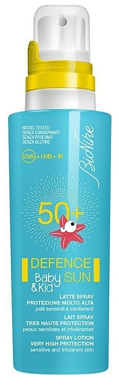 Balsam w sprayu do opalania dla dzieci SPF50+ - BioNike Defence Sun Baby & Kid Spray Lotion SPF50+ — Zdjęcie N1