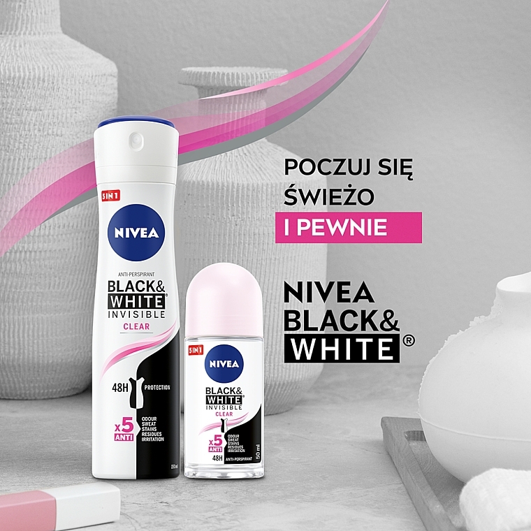Antyperspirant w sprayu Invisible Clear - NIVEA For Women Black & White Power Deodorant Spray — Zdjęcie N7