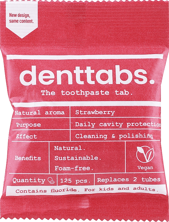 Tabletki do czyszczenia zębów, z fluorem dla dzieci Truskawka - Denttabs Teeth Cleaning Tablets Kids Strawberry With Fluoride — Zdjęcie N1