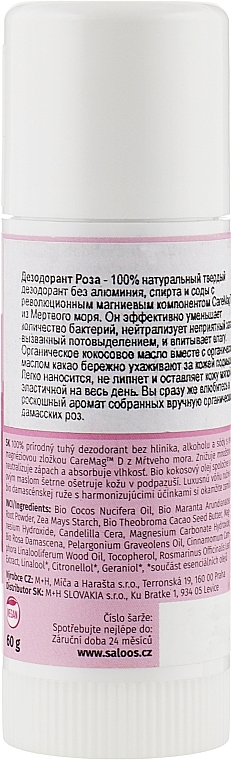 Organiczny naturalny dezodorant Róża - Saloos Rose Deodorant — Zdjęcie N2