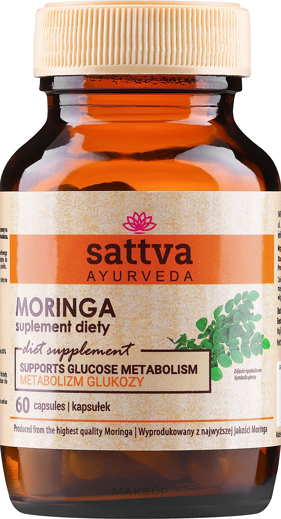 Odżywczy suplement diety w kapsułkach Moringa - Sattva Ayurveda — Zdjęcie 60 szt.